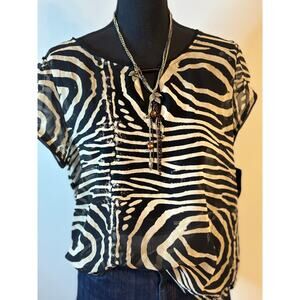 ZARA Sheer Zebra Print Blouse